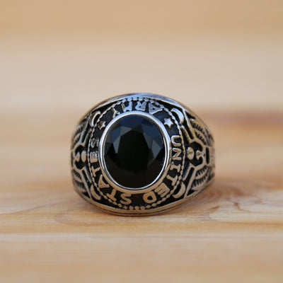 Black Army Silver Ring